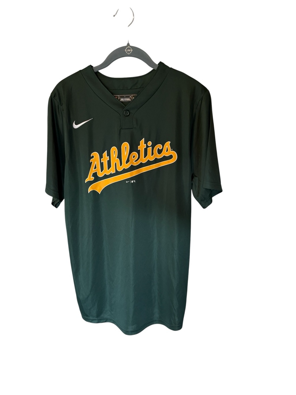 Nike Dark Green Baseball Jersey with Yellow Logo Accent